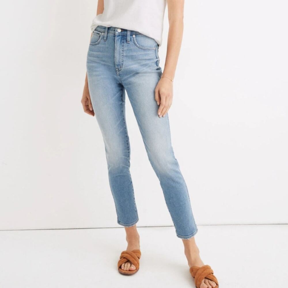 Madewell 10" High Rise Skinny Crop Jeans Distressed Hem Light Horne Wash 26